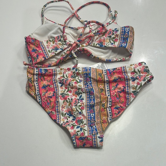 Girls Floral Striped Bikini Set - Picture 2 of 4